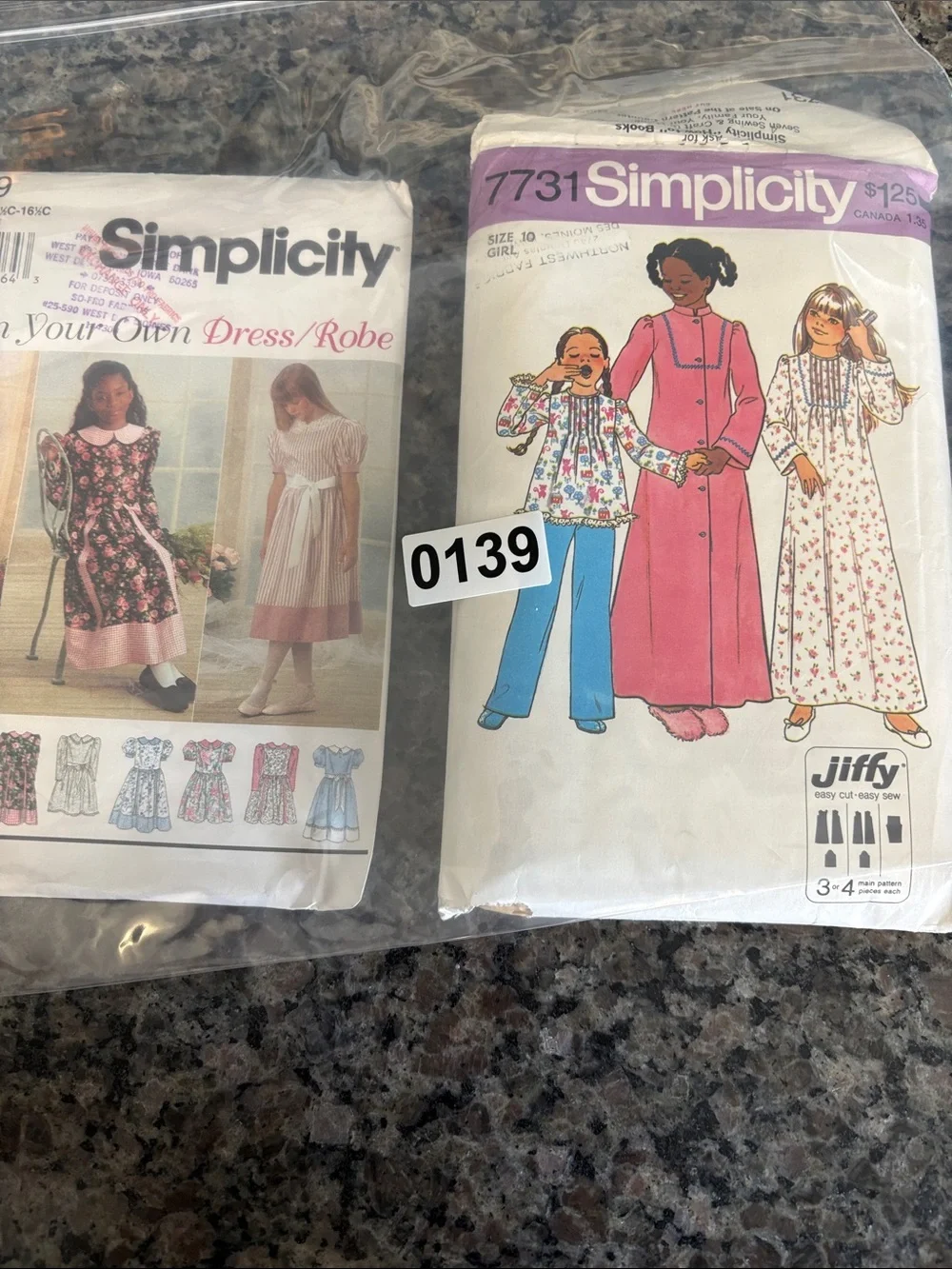 Simplicity Girls Nightgown & Pajama Pattern Cover Art Pink Floral